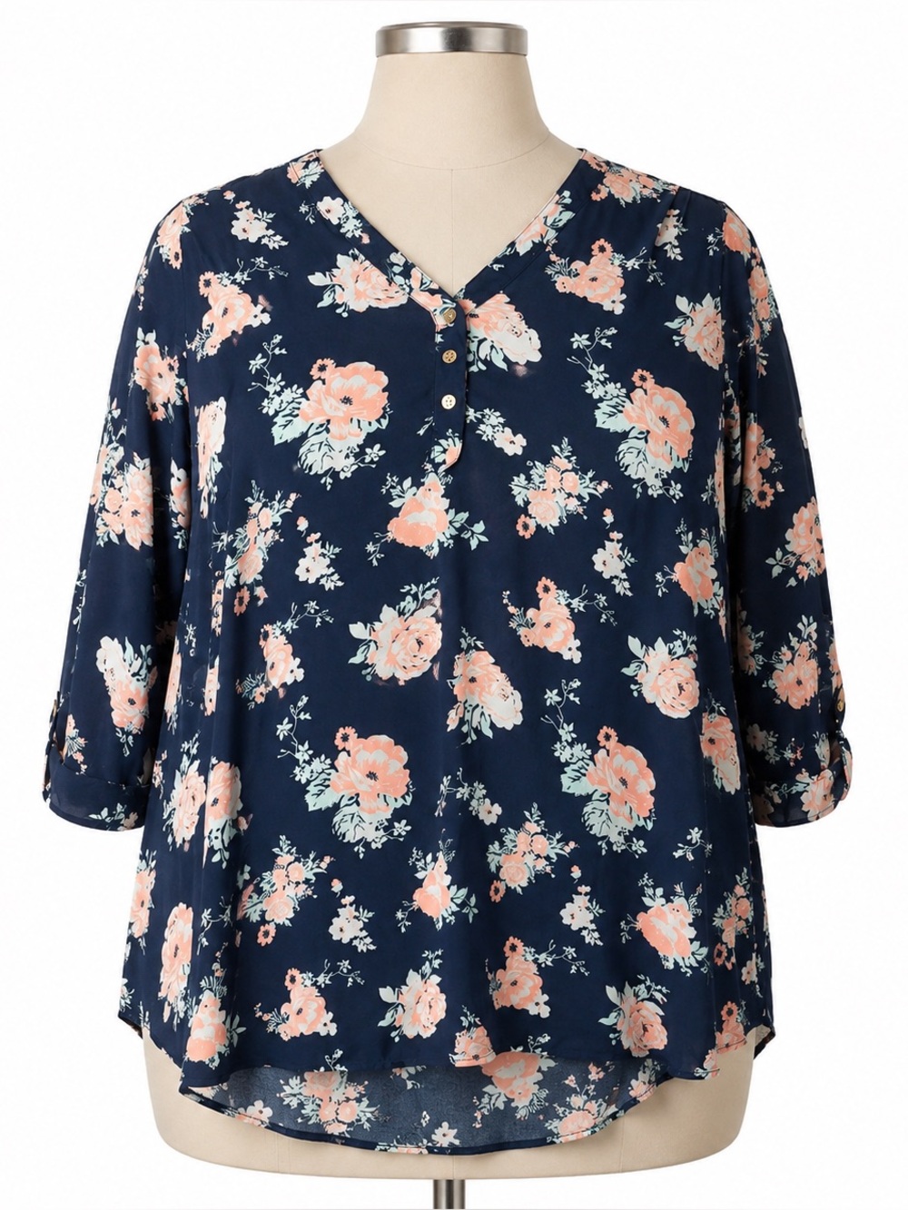 Rue+ Navy Floral Blouse